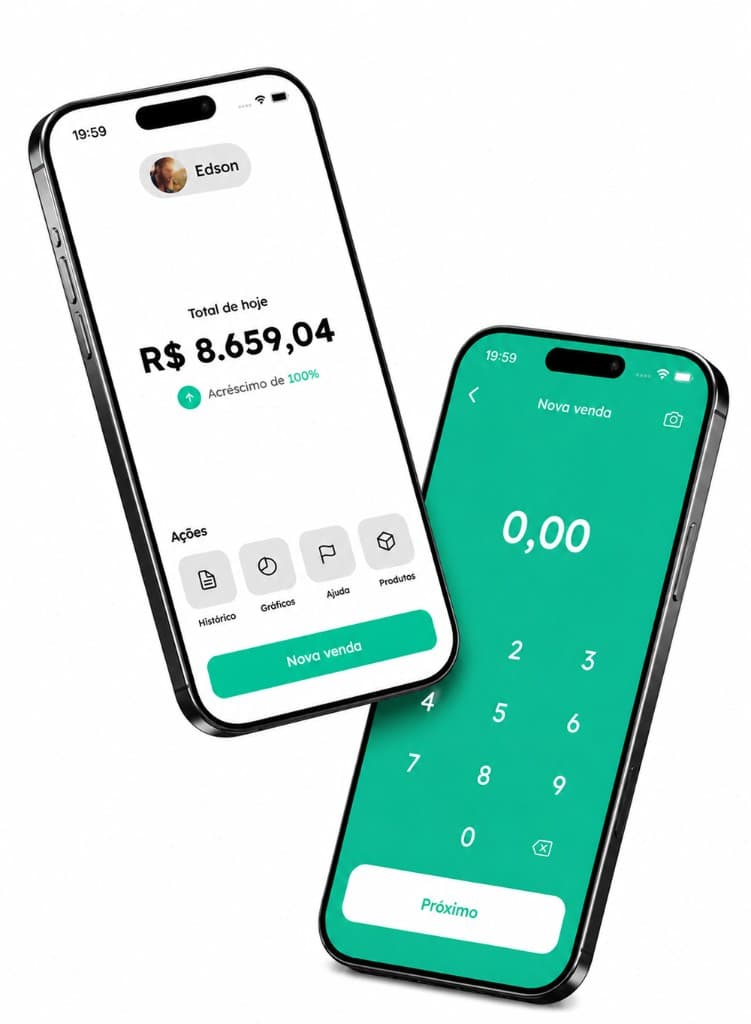 Telas do aplicativo Faturaê em dois smartphones
